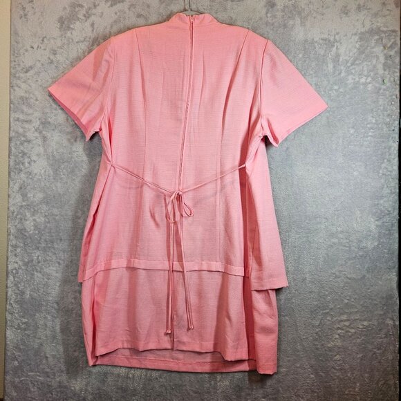 White Stag Womens 22W/24 Pink midi Dress feminine Embroidery Rayon office modest - Picture 2 of 12